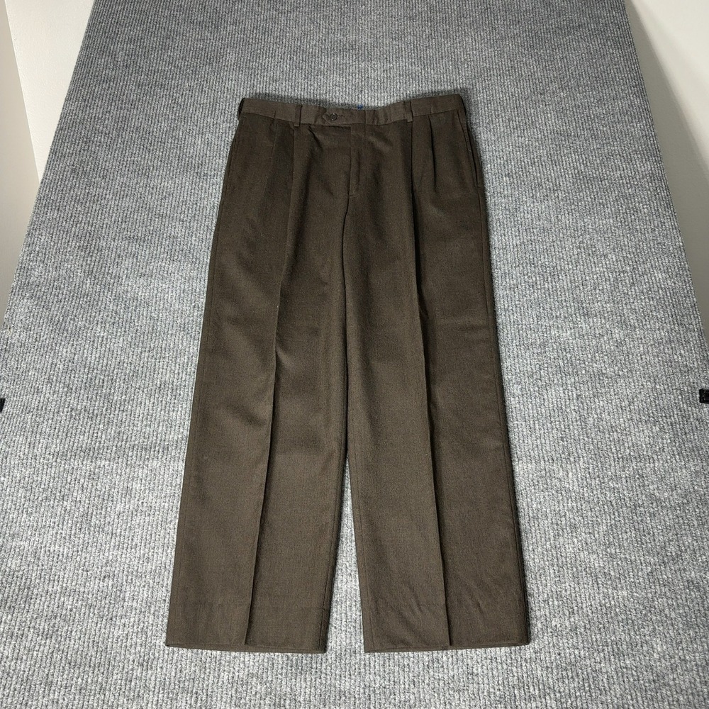 Austin Reed Dress Pants Mens 36 Brown Pleated Front Wool Made in USA Vintage